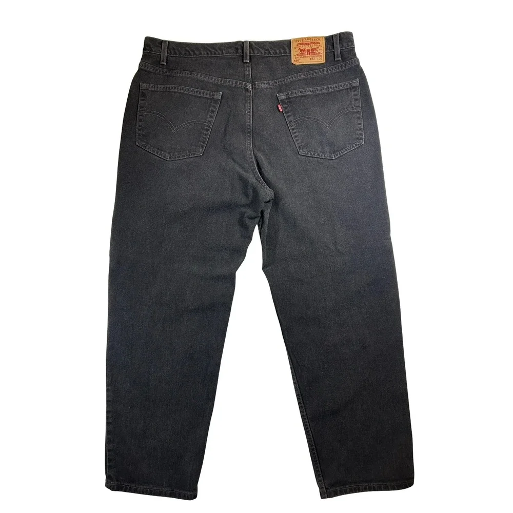 Levis 550 Relaxed Fit Jeans Mens 42x30 Black Faded Denim Made in USA Vintage